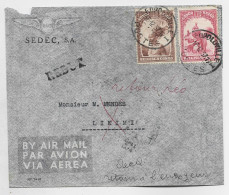 CONGO BELGE 1FR25 +1FR  LETTRE COVER AVION LEOPOLDVILLE 1937  TO LIKIMI + REBUT - Covers & Documents