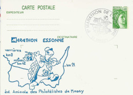 Entier Carte Postale Sabine Repiquée - Marathon Essonne - Tortue - Standaardpostkaarten En TSC (Voor 1995)