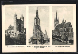 AK Ulm A. D., Das Münster, Die St. Georgenkirche, Die Garnisonkirche  - Ulm