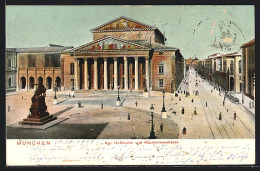 Lithographie München, Kgl. Hoftheater Und Maximilianstrasse  - Theatre