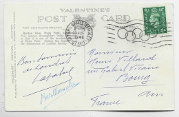 ENGLAND 1/2D SOLO CARD VALENTINE 'S MECANIQUE OLYMPIC GAMES JEUX OLYMPIQUES WEMBLEY 1948 GT BRIT TO FRANCE - Zomer 1948: Londen