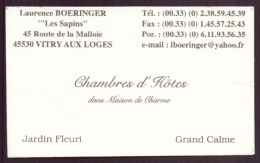 CARTE PUBLICITAIRE LES SAPINS CHAMBRES D HOTES A VITRY AUX LOGES - Visiting Cards