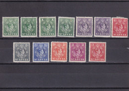 SA06a St Lucia 1938 -1948 King George VI Hinged Stamps - St.Lucie (1979-...)