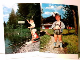 Kinder In Tracht. 2 X Alte Ansichtskarte / Postkarte Farbig, Ungel., Ca 70 / 80ger Jahre. Bub In Lederhose, Bu - Non Classés