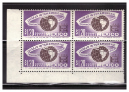 1962 MÉXICO CONSEJO INTERAMERICANO Sc. C263 BLOCK Of 4  MNH Inter-American Economic And Social Council Meeting, GLOBE - Mexico