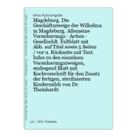 Magdeburg. Die Geschäftszweige Der Wilhelma In Magdeburg. Allemeine Versicherungs - Actien - Gesellschft. Fal - Non Classificati