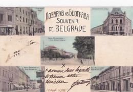 SOUVENIR DE BELGRADE   5 VUES COLORISEES + TIMBRE    PRECURSEUR - Serbia