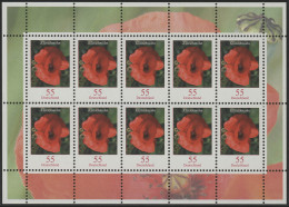 2472 Blumen 55 Cent Klatschmohn - Zehnerbogen ** Postfrisch - 2001-2010