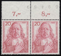 253 Paul Gerhardt ** Bogenrandziffern, Paar Oben - Unused Stamps