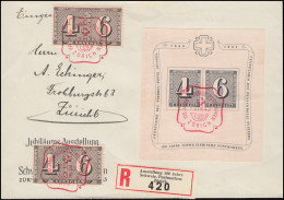 Schweiz Block 8 Briefmarken Mit 416 Auf Ausstellungs-R-Brief SSt ZÜRICH 3.3.1943 - Autres & Non Classés