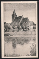 Künstler-AK Havelberg, Ansicht Der St. Laurentiuskirche Mit Havel  - Havelberg