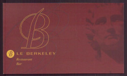 CARTE PUBLICITAIRE LE BERKELEY A PARIS RESTAURANT BAR - Cartoncini Da Visita