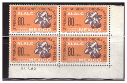 1963 MÉXICO ASOCIACIÓN LATINOAMERICANA DE LIBRE COMERCIO Sc.C269 BLOCK Of 4 MNH FREE TRADE Assoc.(ANLAC)  EMBLEM - México