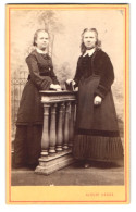 Fotografie Albert Hesse, Osnabrück, Zwei Jugendliche Mädchen In Langen Taillierten Kleidern Mit Weissen Krägen  - Anonieme Personen