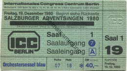 Deutschland - ICC Berlin - Internationales Congress Centrum 1980 - Salzburger Adventsingen - Eine Wohltätigkeits-Veranst - Eintrittskarten