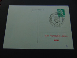 Carte Postale Au Type Marianne De Gandon à 3,00 Francs N°. D1b (Storch) Oblitérée Expo Philatélique De Nancy - Standard- Und TSC-AK (vor 1995)