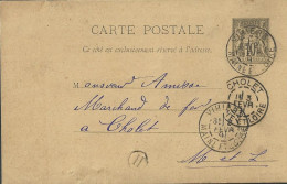 Maine Et Loire , Vihiers , Cachet Type 18 Du 3 Fév 1891 , Lettre Timbre De Boite Rurale H ( St Hilaire Du Bois )) ) - 1877-1920: Semi-Moderne