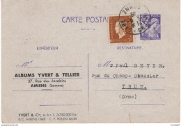 France - YT 651 CP1 - Entier Postal TypeIris 1.2 F Violet + Timbre Mariane De Dulac 30 C - Standard Postcards & Stamped On Demand (before 1995)