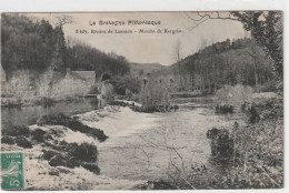 8105. RIVIERE DE LANNION . MOULIN DE KERGRIST . CARTE AFFR A-CHEVAL RECTO / VERSO LE 28-8-1908  .  2 SCANNES - Lannion