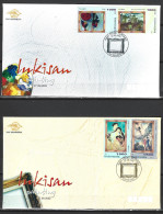 INDONESIE. N°1964-7 De 2002 Sur 2 Enveloppes 1er Jour. Tableaux. - Altri & Non Classificati