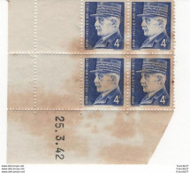 France - YT 522 - Philippe Pétain 4 F - Coin Daté De 1942 - - Neufs