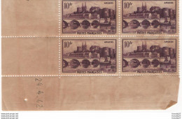 France - YT 500 - Angers 10 Fr - Coin Daté De 1942 - - Unused Stamps