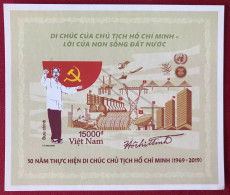 Viet Nam Vietnam MNH Imperf Souvenir Sheet 2019 : 50th Years Of President Ho Chi Minh's Testament (Ms1114) - Vietnam