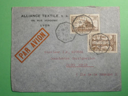 DN9 FRANCE LETTRE  1937 LYON  A SAINT DENIS ILE DE REUNION   ++  AEROPHILATELIE + AFF.  INTERESSANT+++ - 1927-1959 Briefe & Dokumente