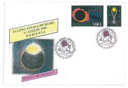 COV 95 - 3045 ASTRONOMY, Total ECLIPSE, Romania - Cover - Used - 1999 - Brieven En Documenten