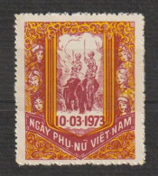 South Vietnam Viet Nam MNH Vignette Stamp 1973 : Trung Sisters / Elephant / Vietnamese Woman Day - Vietnam