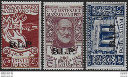 1922 Italia Mazzini BLP II Tipo 3v. MNH Sassone N. 26/28 - Sonstige & Ohne Zuordnung