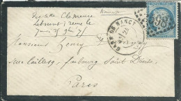 FRANCE LETTRE 25c GC 2598 GARE DE NANCY ( MEURTHE ET MOSELLE ) POUR PARIS DE 1875 LETTRE COVER - Bahnpost