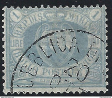 1894 SAN MARINO, Catalogo Sassone N. 31 - Lira Oltremare - Usata Siglata A.Diena - Andere & Zonder Classificatie