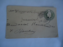 INDIA  SMALL COVER PREPAID STAMPS 1913 POSTMARK  BIDAR'BANS ????? - Otros & Sin Clasificación