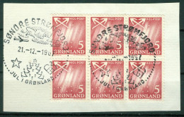 Bm Greenland 1963 MiNr 48 Block Of 6 Used | Northern Lights (Søndre Strømfjord "Jul I Grønland") #kar-1504b - Gebraucht