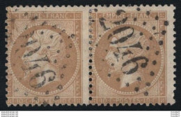 France - YT 21 - Bande 2 Timbres Napoléon III Empire Franc 10c Bistre Oblitérés - 1862 Napoléon III