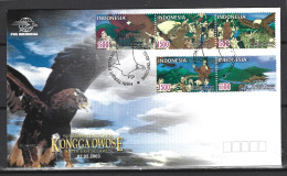 INDONESIE. N°192-6 De 2003 Sur Enveloppe 1er Jour. Aigle. - Aigles & Rapaces Diurnes