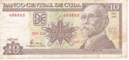 BILLETE DE CUBA DE 10 PESOS DEL AÑO 2005 (BANKNOTE) MAXIMO GOMEZ - Kuba