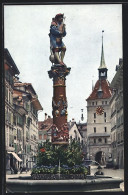 AK Bern, Dudelsackpfeiferbrunnen, Uhrturm  - Bern