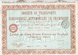 51-TRANSPORTS ET CAMIONNAGES AUTOMOBILES DE CHAMPAGNE.  1920 - Other & Unclassified