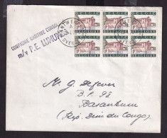 DDGG 013 - MARITIME MAIL - Enveloppe TP Belges (Ypres) Bloc De 6 - ANTWERPEN OVERZEE 1970 -  Ship P.E. LUMUMBA - Brieven En Documenten