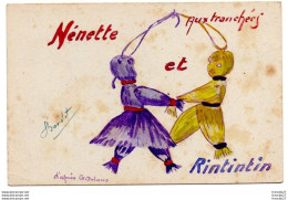 Guerre 14 - 18 - Nénette Et Rintintin Aux Tranchées - F.Bordet D'après G.Delanis ? - Format Carte Postale - War 1914-18