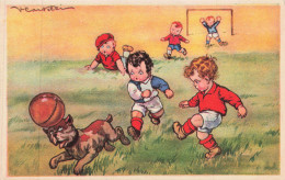 ILLUSTRATEURS _S28245_ Enfants Faisant Du Football - Sport Chien - Other & Unclassified