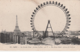 75 PARIS -15eme   Avenue De Suffren -  La Grande Roue (de L'Expo 1900) ...avec Tour Eiffel  SUP PLAN Env. 1920  RARE - Distrito: 15