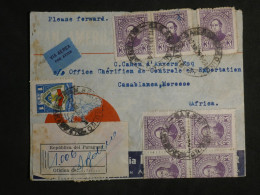 C PARAGUAY BELLE  LETTRE RECO 1928  A  CASABLANCA MAROC +BLOC DE 4 TP + + AFF.  INTERESSANT++ - Paraguay