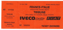 Football Ticket Billet Jegy Biglietto Eintrittskarte France - Italie Italia 16/03/1988 "U21" - Eintrittskarten