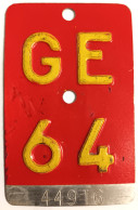 Velonummer Genf Genève GE 64 - Placas De Matriculación