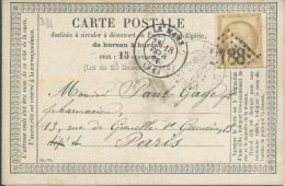 FRANCE CARTE 15c GC 2188 LE MANS ( SARTHE ) POUR PARIS DE 1876    LETTRE COVER - 1849-1876: Classic Period