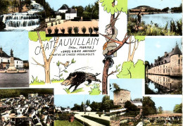 Chateauvillain 9 V:( Lac, Cascade, Monument Aux Morts, Château, Vue Générale .chasse, Chasseur Sanglier Timbrée En 1969 - Chateauvillain