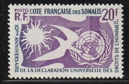 COTE Des SOMALIS - N°291 ** (1958) Droits De L'homme - Ungebraucht